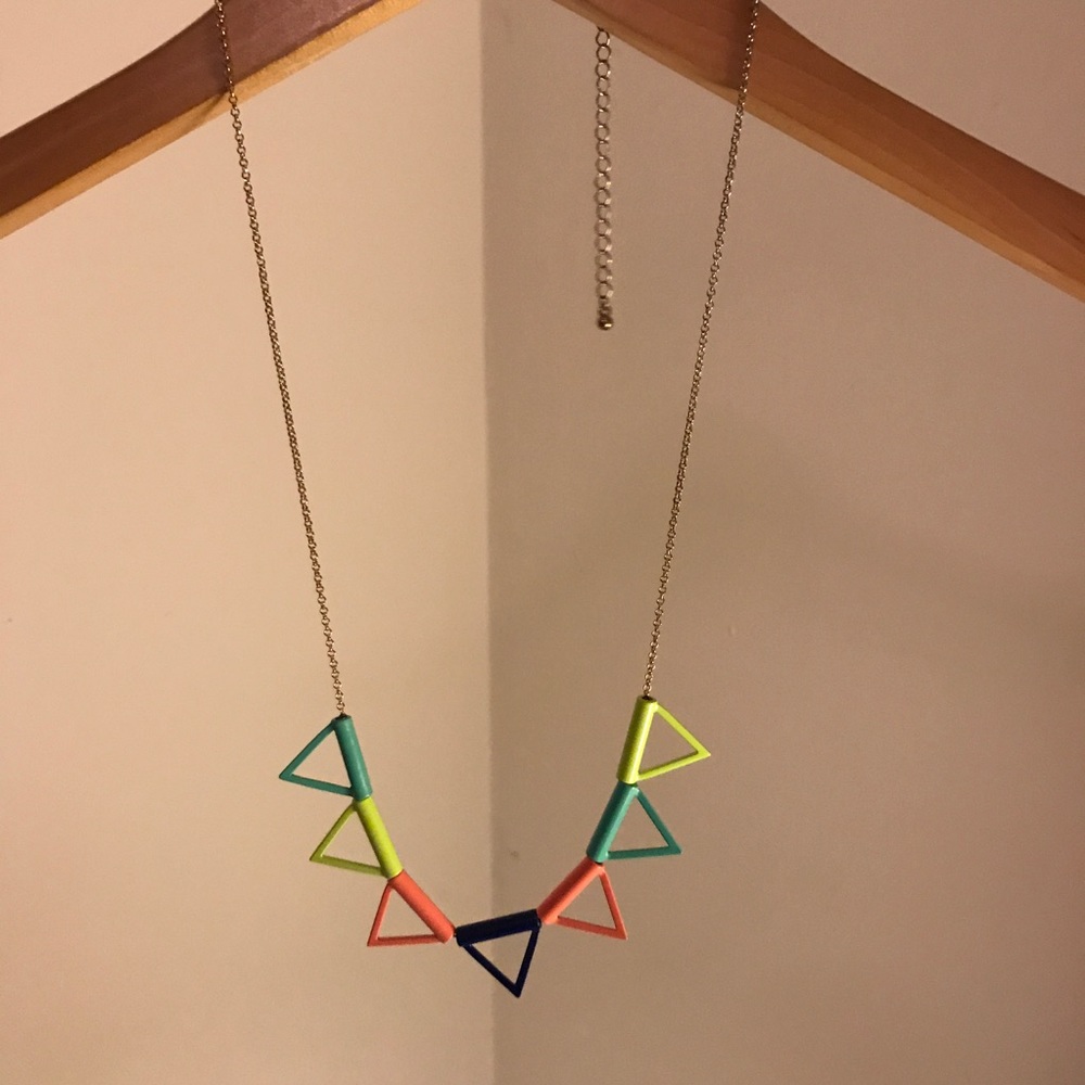 Multicolor metal triangle necklace